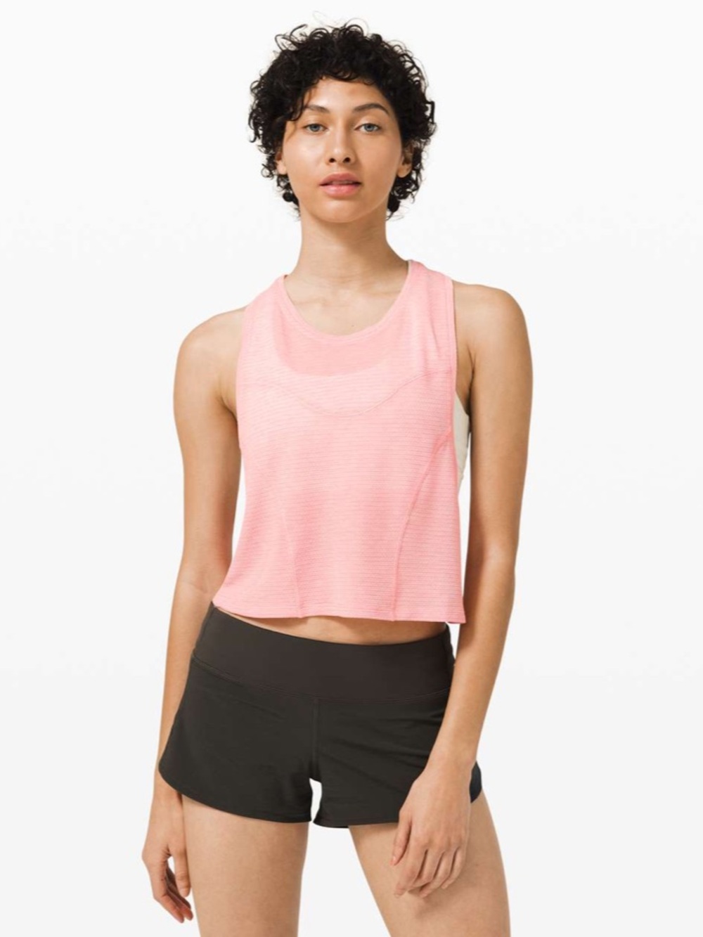 LULULEMON Stronger as One Heathered Azalea Pink Cropped Muscle Tank